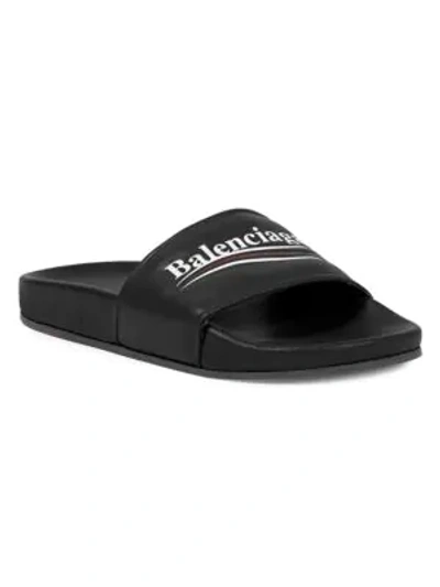 Shop Balenciaga Classic Leather Slides In Black Multi