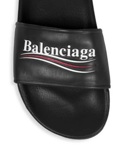Shop Balenciaga Classic Leather Slides In Black Multi
