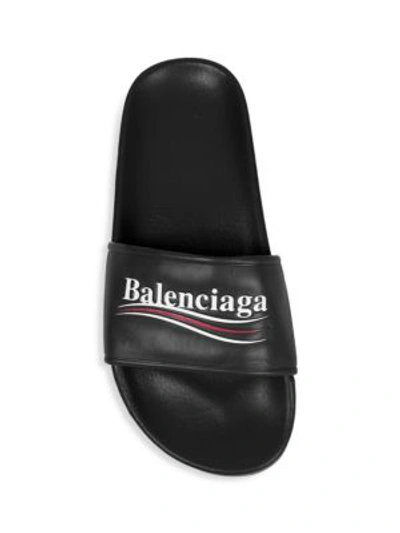 Shop Balenciaga Classic Leather Slides In Black Multi