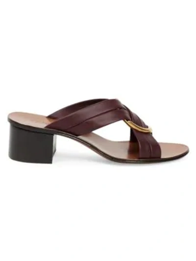 Shop Chloé Rony Leather Sandals In Deep Purple