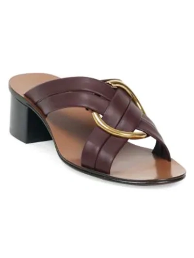 Shop Chloé Rony Leather Sandals In Deep Purple