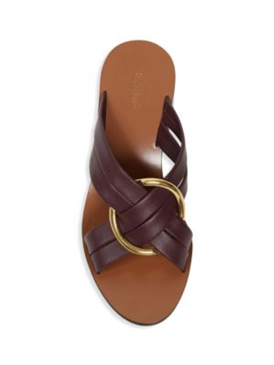Shop Chloé Rony Leather Sandals In Deep Purple