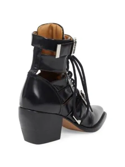 Shop Chloé Women's Rylee Buckle Cutout Leather Boots In Black