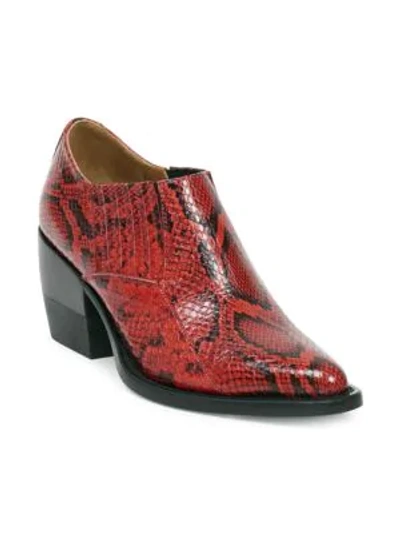 Shop Chloé Rylee Python Booties In Red