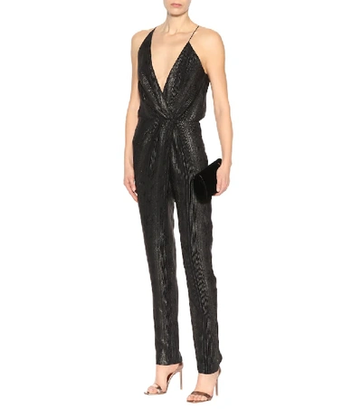 Shop Saint Laurent Silk-blend Jumpsuit In Black