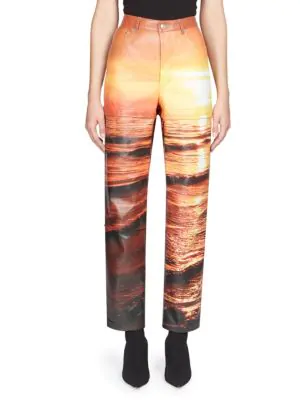 Balenciaga Zipped Printed Leather Pants In Sunset | ModeSens