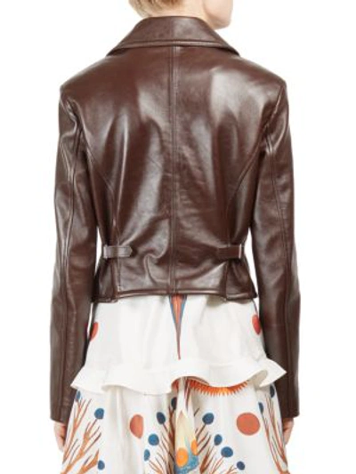 Shop Chloé Double Breasted Biker Jacket In Off Brown