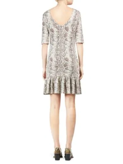Shop Chloé Python Jacquard Print Knit Flounce Dress In Multi Brown