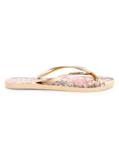 Shop Havaianas Floral Rubber Flip Flops In Ballet Rose