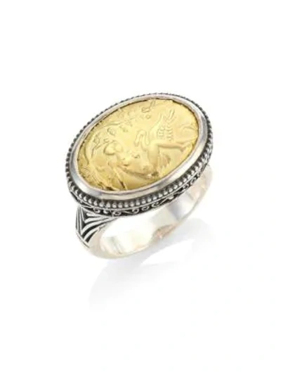 Shop Konstantino Gaia Oval Ring In Silver Gold