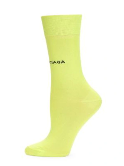 Shop Balenciaga Logo Socks In Yellow Black