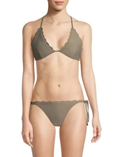Shop Heidi Klein Scallop Triangle Bikini Top In Olive