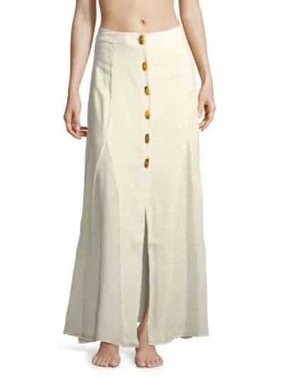 Shop Vix By Paula Hermanny Button-front Maxi Skirt In Off White