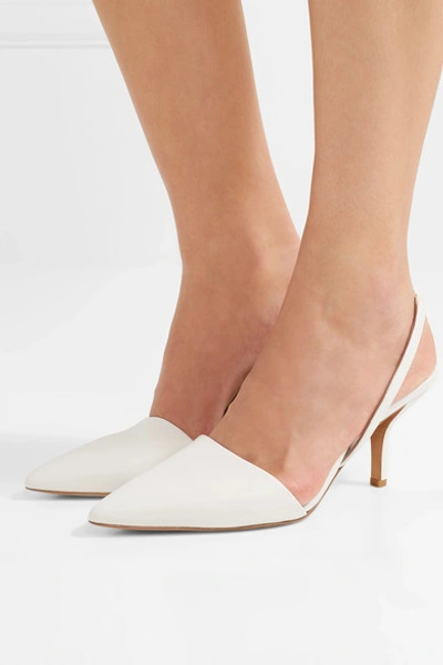 Shop Diane Von Furstenberg Mortelle Leather Slingback Pumps In White