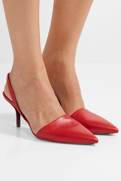 Shop Diane Von Furstenberg Mortelle Leather Slingback Pumps In Claret