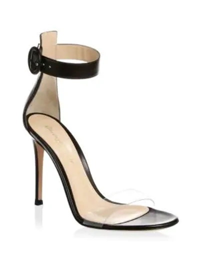 Shop Gianvito Rossi Transparent Toe Ankle Strap Sandals In Black