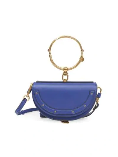 Shop Chloé Nile Leather Half Moon Minaudiere In Majesty Blue