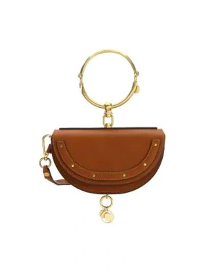 Shop Chloé Nile Leather Half Moon Minaudiere In Dahlia Red