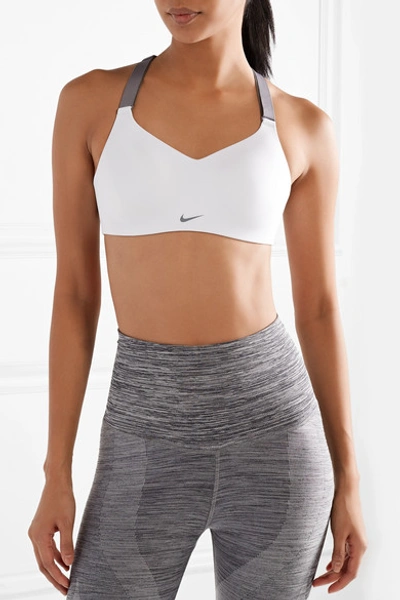 Shop Nike Studio Dri-fit Stretch Sports Bra In White
