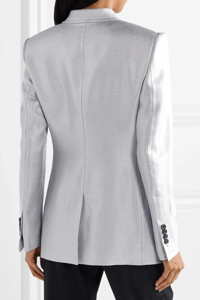 Shop Tom Ford Metallic Woven Blazer In Sky Blue