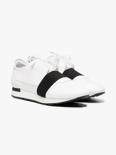 Shop Balenciaga White And Black Race Runner Sneakers