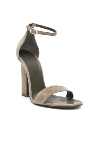 Shop Victoria Beckham Suede Anna Ankle Strap Sandals In Green,gray