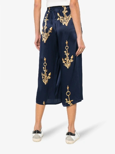 Shop Natasha Zinko Silk Nautical Track Pants In Blue