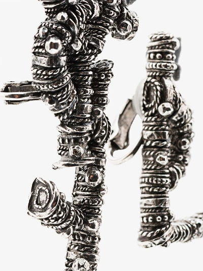 Shop Saint Laurent Ysl Logo Clip Earrings In Metallic