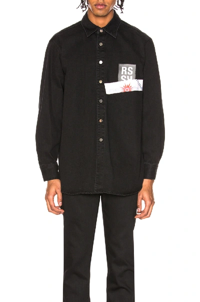 Shop Raf Simons Denim Shirt In Black