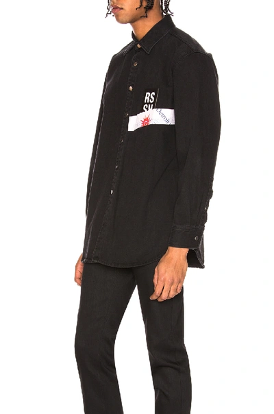 Shop Raf Simons Denim Shirt In Black