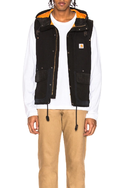 Shop Junya Watanabe X Carhartt Duck Vest In Black