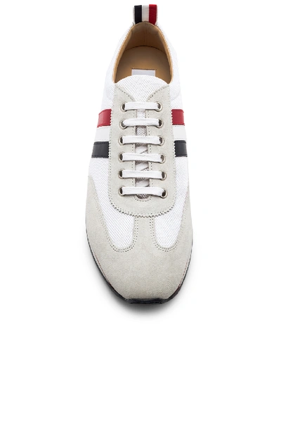 Shop Thom Browne Suede Running Shoes In White