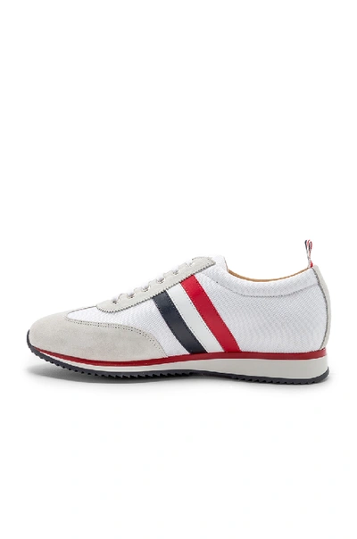 Shop Thom Browne Suede Running Shoes In White