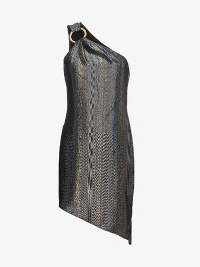 Shop Haney Ophelia Silk Asymmetric Dress In Metallic