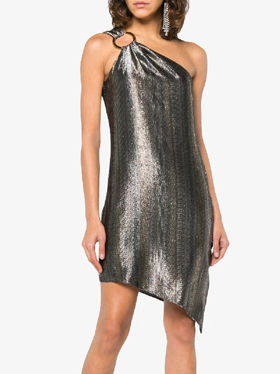 Shop Haney Ophelia Silk Asymmetric Dress In Metallic