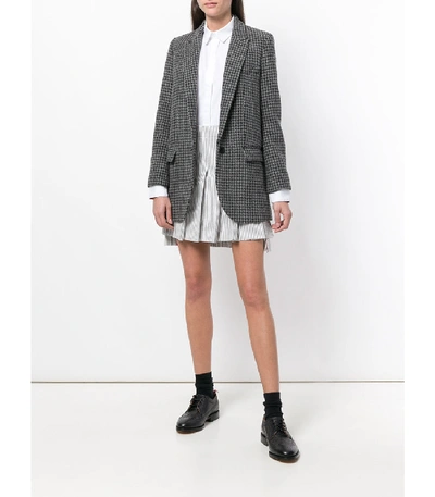 Shop Thom Browne Grey Asymmetric Pleated Striped Skirt