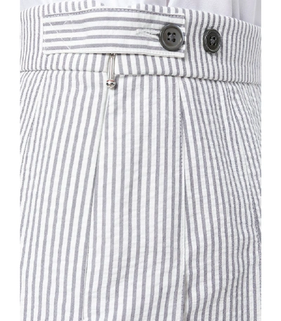 Shop Thom Browne Grey Asymmetric Pleated Striped Skirt