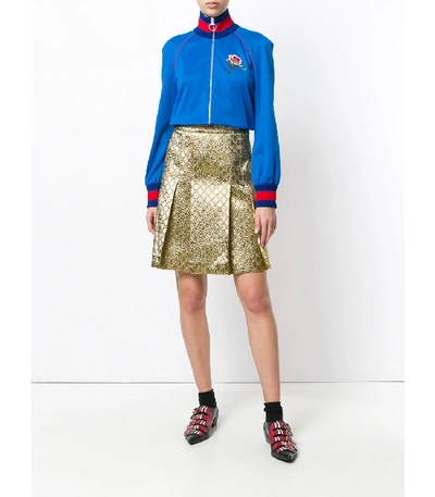 Shop Gucci Gold Gg Jacquard Skirt