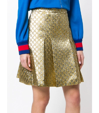 Shop Gucci Gold Gg Jacquard Skirt