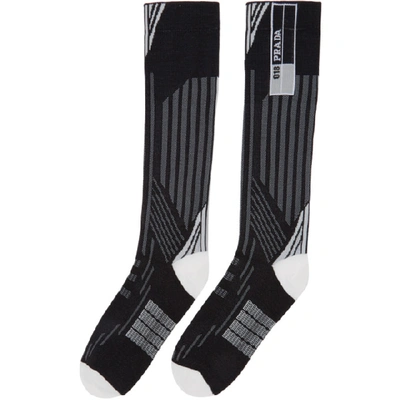 Shop Prada Black & White Tech Socks
