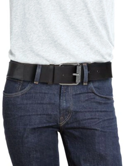 Shop Moschino Men's Textured Leather Belt In Black