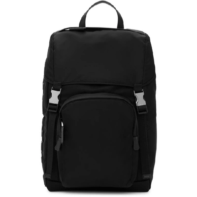Shop Prada Black Logo Backpack In F0sgi-nerom