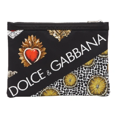 Shop Dolce & Gabbana Black Lemon & Sacré Coeur Pouch