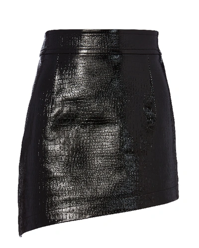 Shop Helmut Lang Croc-embossed Asymmetric Mini Skirt