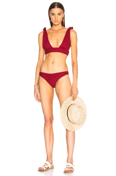 Shop Cali Dreaming Ruched Pandora Bottom In Red