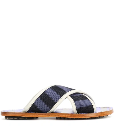 Shop Marni Striped Sandals In Blue