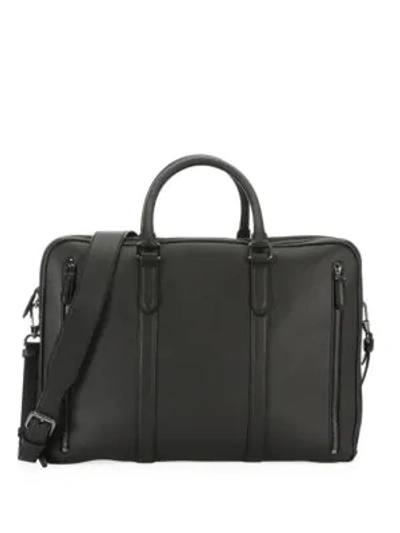 Shop Ermenegildo Zegna Large Leather Briefcase In Black