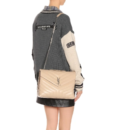 Shop Saint Laurent Medium Loulou Monogram Shoulder Bag In Neutrals