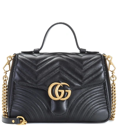 Shop Gucci Gg Marmont Small Shoulder Bag In Black