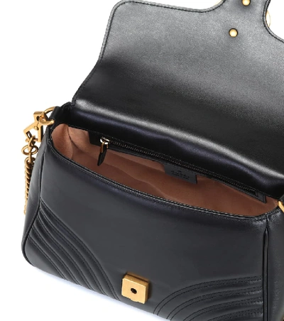 Gucci Gg Marmont Small Chevron Quilted Top-handle Bag With Chain Strap In Black